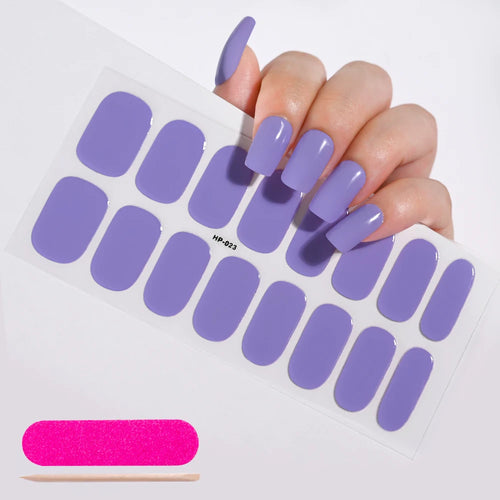 16Tips Semi-Cured Gel Nail Sticker Pure Color UV/LED Lamp Gel Nail