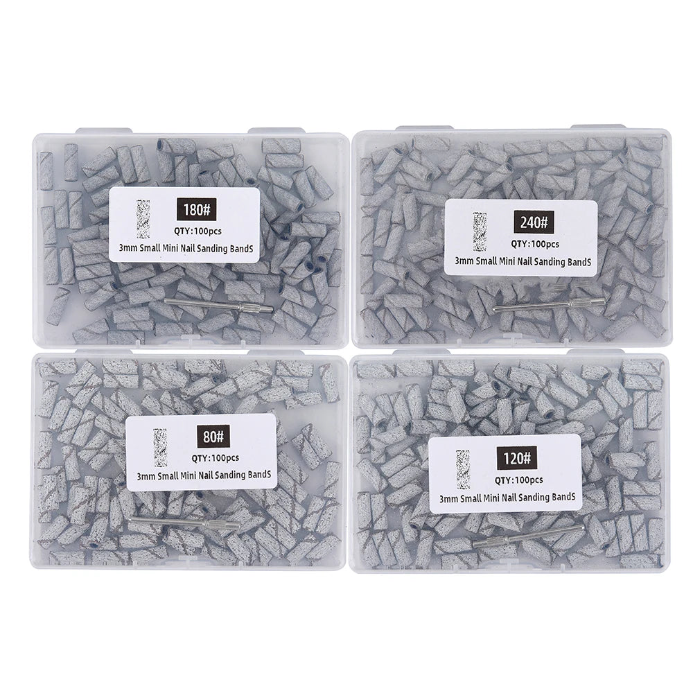 3mm Nail Sanding Bands-80/120/180/240 Grit Mini Nail Drill Bit