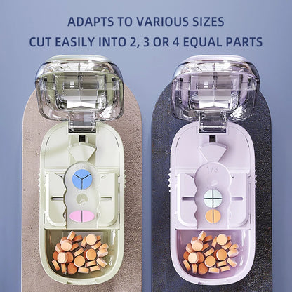 1/2 and 1/3 Adjustable Pill Cutter Storage Box Portable Drug Tablet