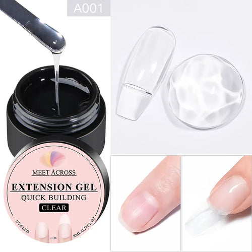 MEET ACROSS 8ML Quick Extension Nail Gel Vernis Nude Milk White Gel