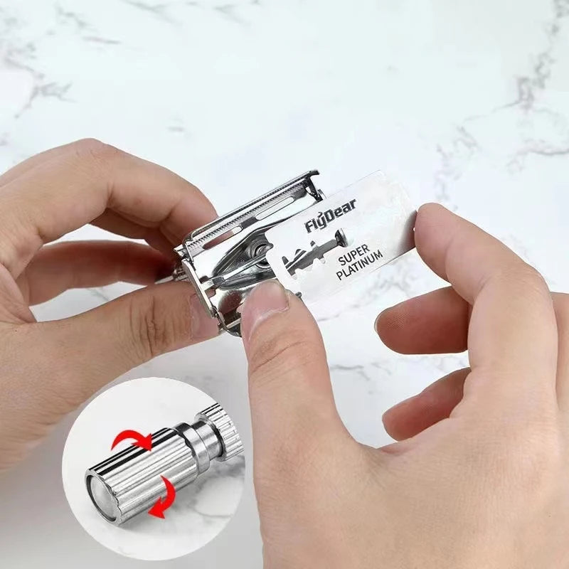 Men Shaving Razor with Blade Sliver Folding Shaving Knife Facial Hair