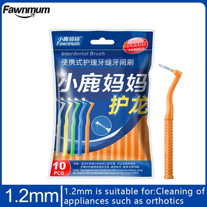 10 PCS Fawnmum L-Shape Interdental Brush Wire Orthodontic Interdental