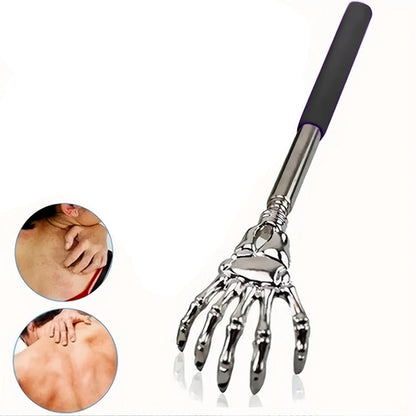 silvery Telescopic Back Scratcher,  Portable Extendable Stainless