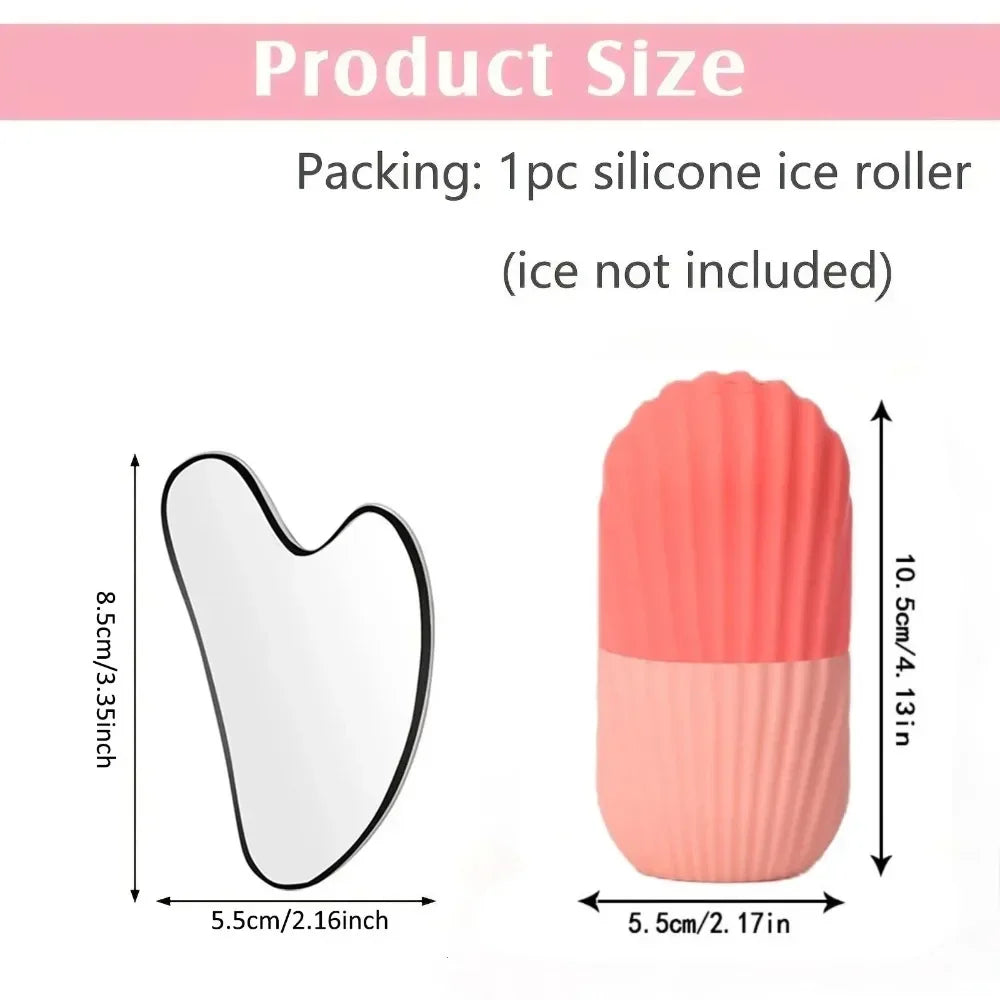 1/3PCS Ice Face Roller Stainless Steel Gua Sha Board Set Face Massage