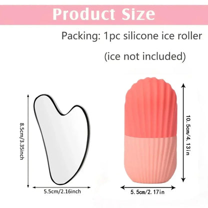1/3PCS Ice Face Roller Stainless Steel Gua Sha Board Set Face Massage