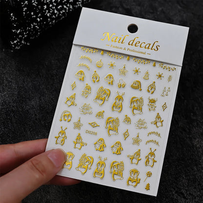 Winter Christmas Atmosphere Nail Stickers Snowman Snowflake Wapiti