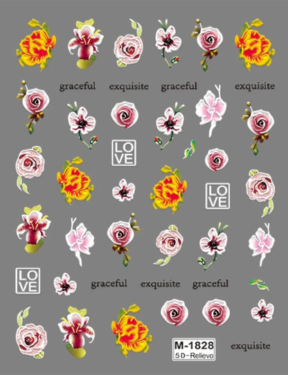 5D Nail Art Stickers Love Hearts Stars French Nail Art Design