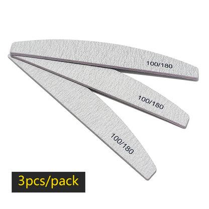 Lurayee Nail File Buffer 100/180 Grit Half Moon Double Side Sandpaper