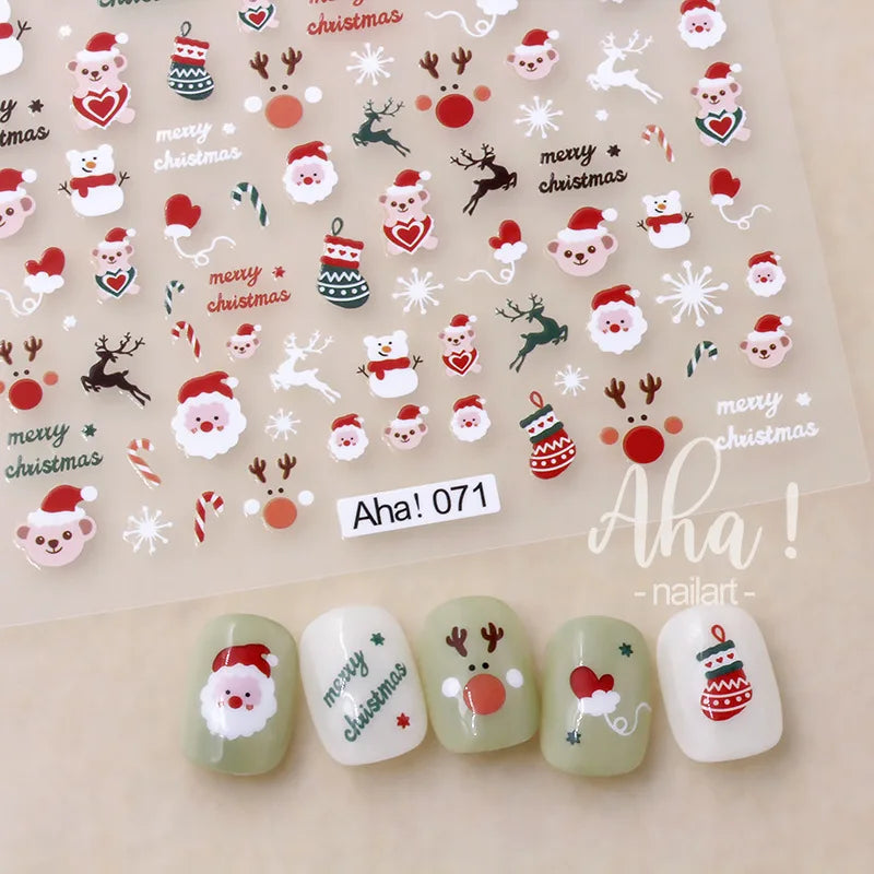 Winter Christmas Atmosphere Nail Stickers Snowman Snowflake Wapiti