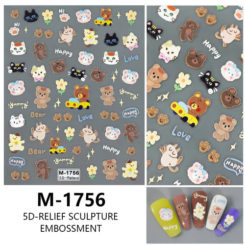 5D Nail Art Stickers Love Hearts Stars French Nail Art Design
