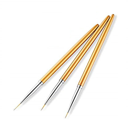 3Pcs Acrylic French Stripe Nail Art Liner Brush 3D Tips Line Stripes