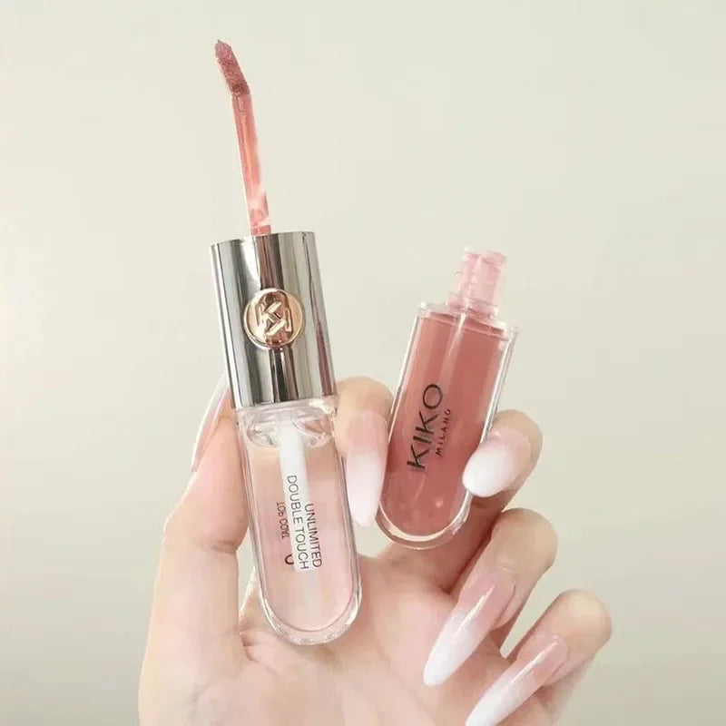 Double Head Mirror Lip Gloss Moisturizing Transparent Gloss Cherry Red Gloss Double Touch Lipstick Retro Red Long-lasting