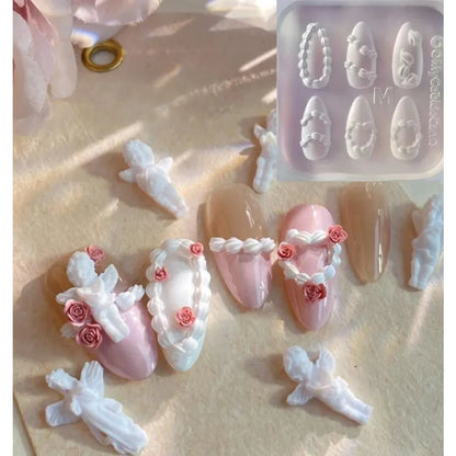 Cake Cream Lace Heart Silicone Nail Mold Sweet Y2K Nail Art