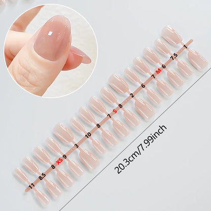 150Pcs Gradient Nude Short Almond Fake Nails XS/S/M Size Glossy Full