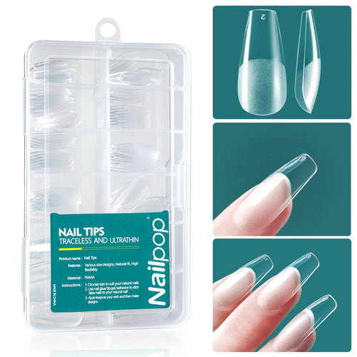 Nailpop 120pcs Acrylic Nails Fake Capsule Short Almond Coffin Square