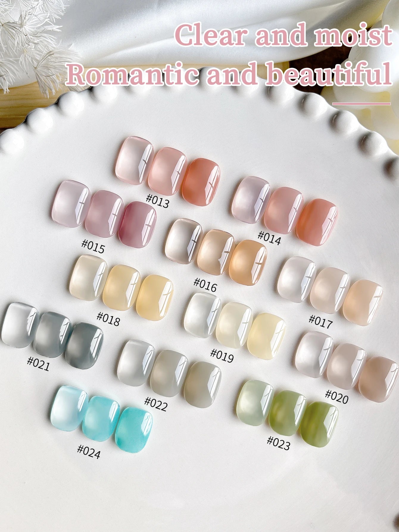 24Pcs 15ML Ice-through Color Gel Nail Polish Semi Permanent Nail Art