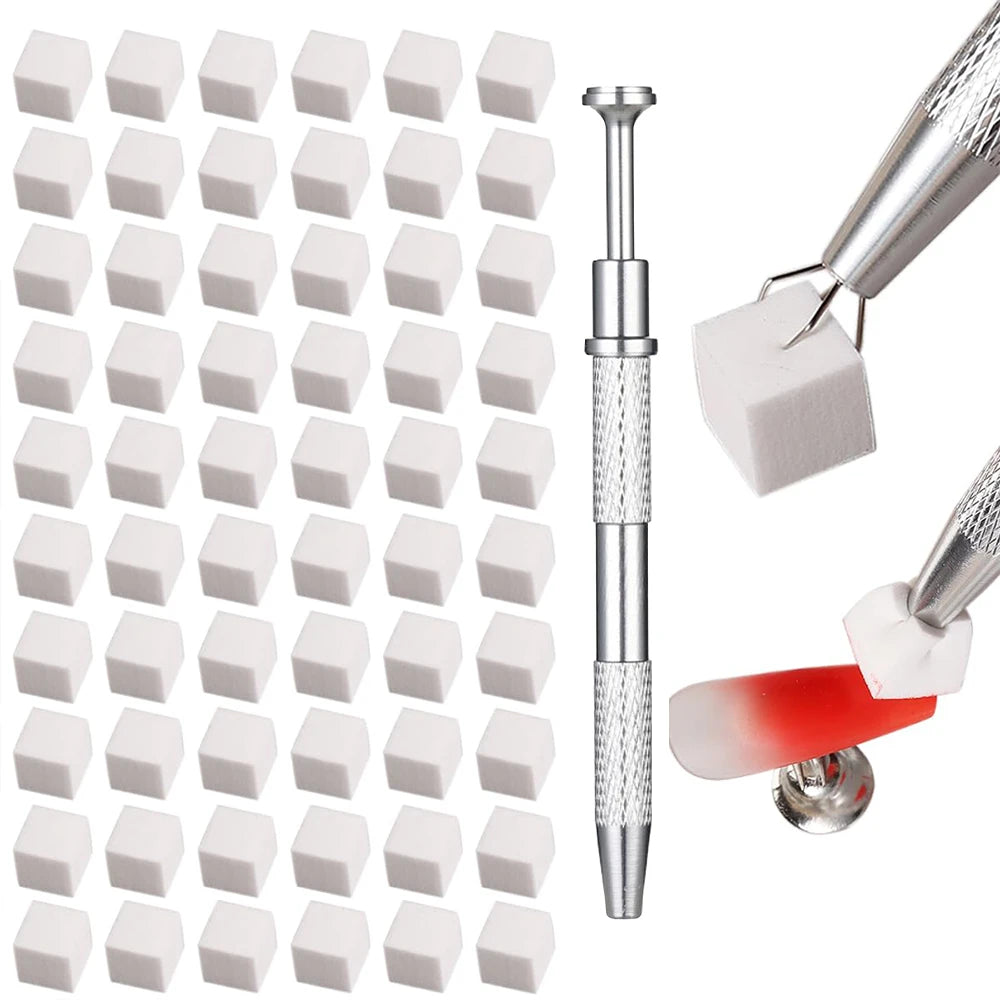 LINMANDA 200/50PCS Nail Sponge Sponge with Grab Pen and Sponge Grab