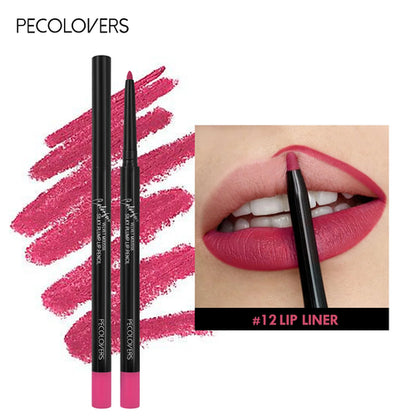 12-Color Matte Lipliner - Waterproof, Moisturizing, Long-Lasting &