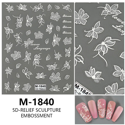 5D Nail Art Stickers Love Hearts Stars French Nail Art Design