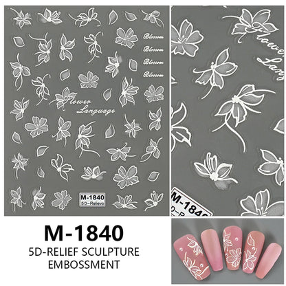 5D Nail Art Stickers Love Hearts Stars French Nail Art Design