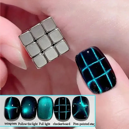 27pcs Cat Eye Magnet Cube for Nails Strong Magnetic Square Stick 9D/5D