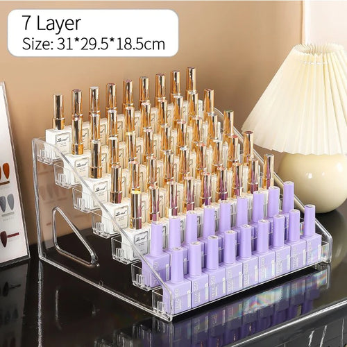 3/4/5/6/7 Layers Acrylic Nail Polish Display Rack Transparent Cosmetic