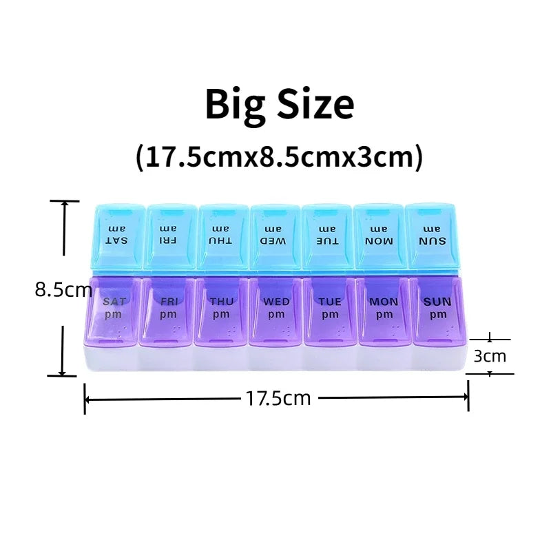 New Weekly Portable Travel Pill Cases Box 7 Days Organizer 14 Grids