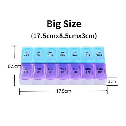 New Weekly Portable Travel Pill Cases Box 7 Days Organizer 14 Grids