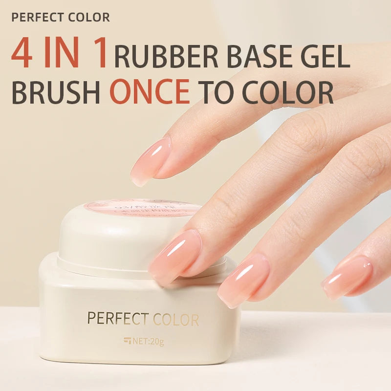 PERFECT COLOR  4-in-1 Builder Nail Gel,20g 12 Colors Rubber Base Gel