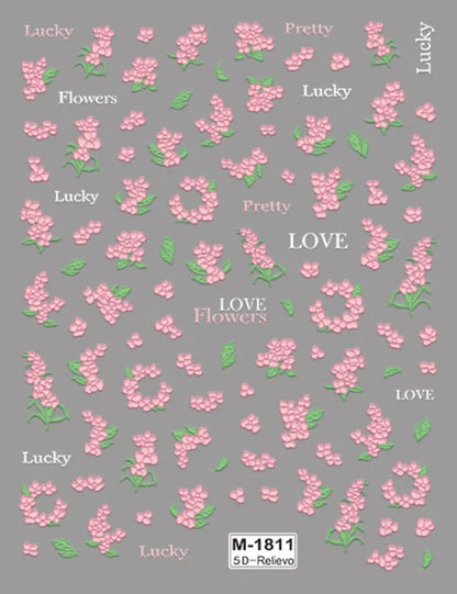 5D Nail Art Stickers Love Hearts Stars French Nail Art Design