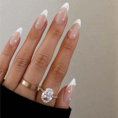 24Pcs Cute Oval False Nails Reusable And Adhesives Aesthetic False Almond Nails Complete Nail Kit Acrylic Press On Set For Gel
