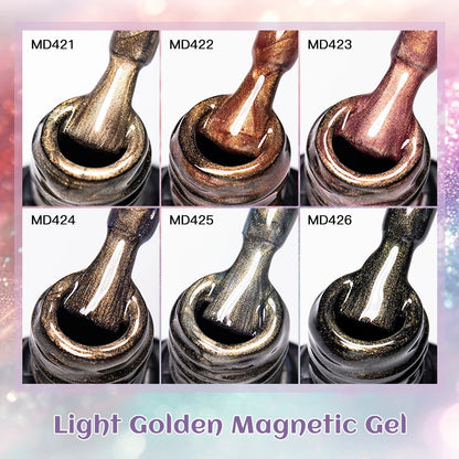 7pc Light Golden Magnetic Nail Gel Set Long Lasting for 28+ Days