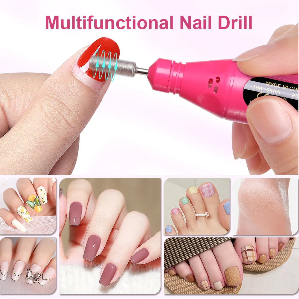 LINMANDA 6 In 1 Electric Nail Drills Kit Remove Polisher Manicure