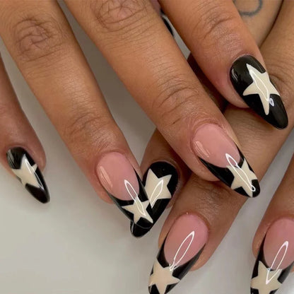 24Pcs Cute Oval False Nails Reusable And Adhesives Aesthetic False Almond Nails Complete Nail Kit Acrylic Press On Set For Gel