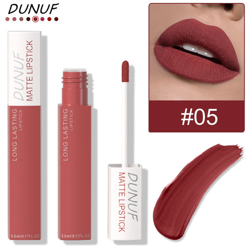 Long-Lasting Lip Gloss 1pcs: Matte Lipstick Non-Stick Cup Waterproof