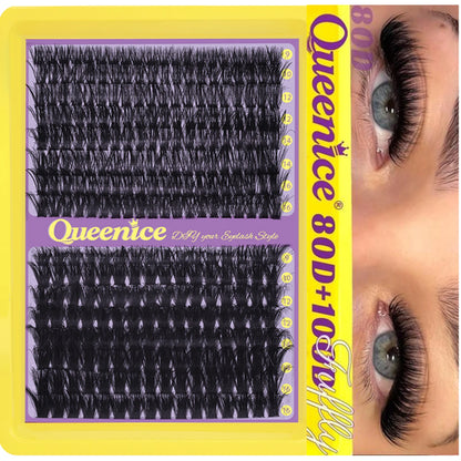 60D80D100D Thick False Eyelashes with Mixed Length, D Curl Cat-Eye