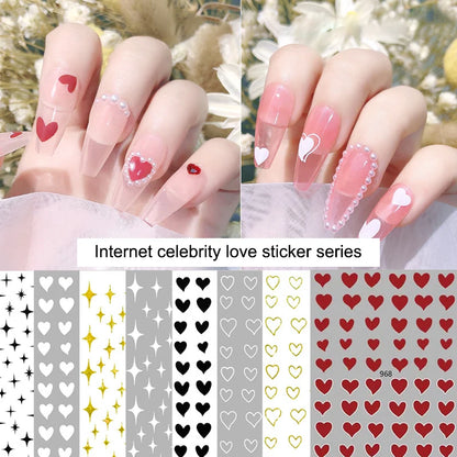 3 Sheets Hearts Nail Stickers  Self Adhesive Heart Nail Decals for