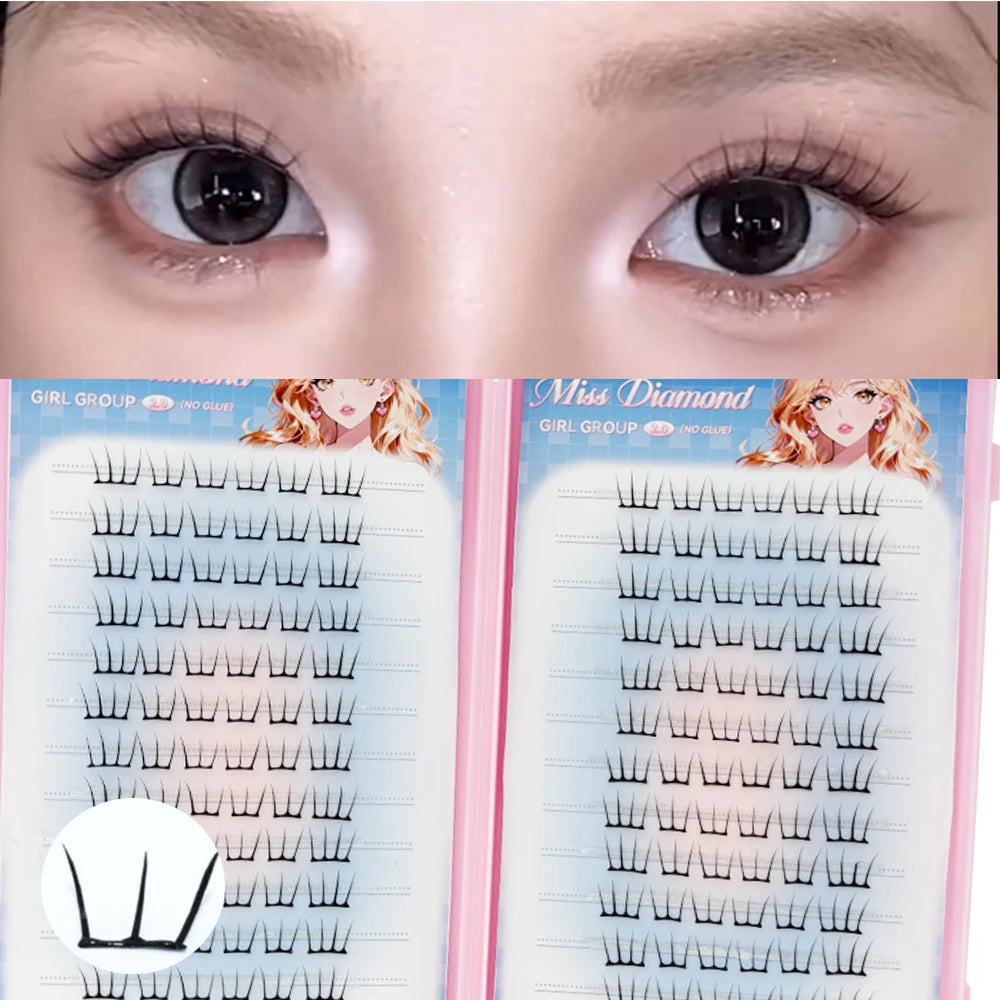 Large Capacity Korean Style Eyelashes Clusters Dense Comics Artificial
