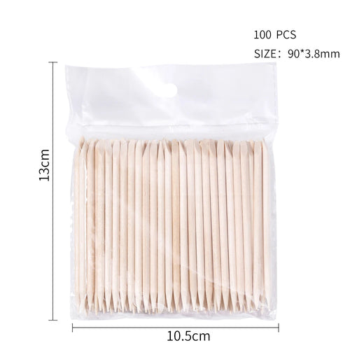 100PCS Cuticle Pusher Remover Nail Art Tools Orange Wood Sticks