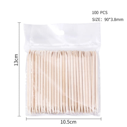 100PCS Cuticle Pusher Remover Nail Art Tools Orange Wood Sticks