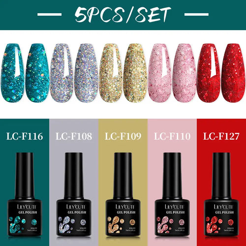 LILYCUTE 5Pcs/Set 7ML Red Brown Nail Gel DIY Nail Art Semi Permanent