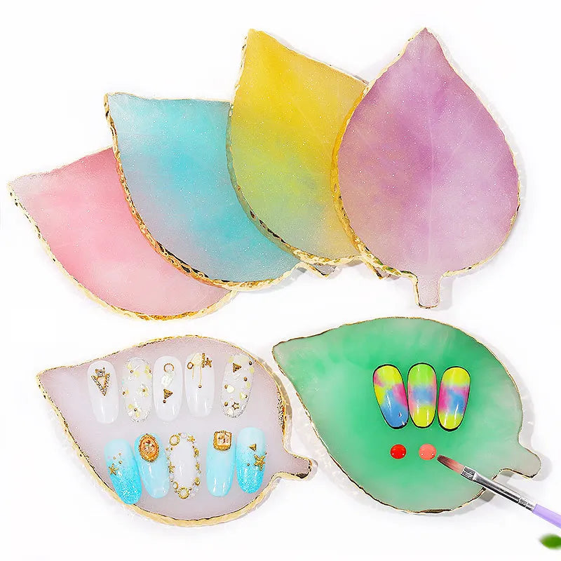 Natural Resin Stone Luxury Nail Art Palette Mix Color Drawing Pallet