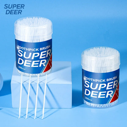 300 PCs Boxed Toothpick Brush Plastic Toothpick Disposable Household