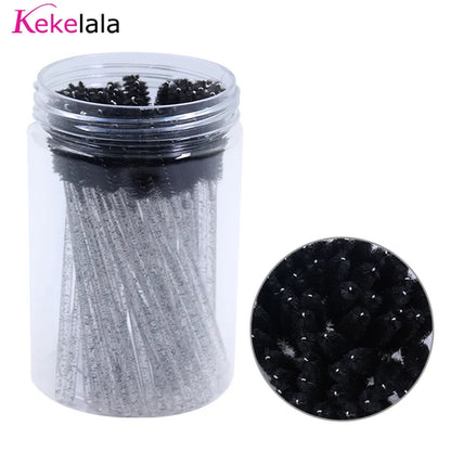 50Pcs/Bottle Eyelash Extension Brushes With Container Eyebrow  Eye