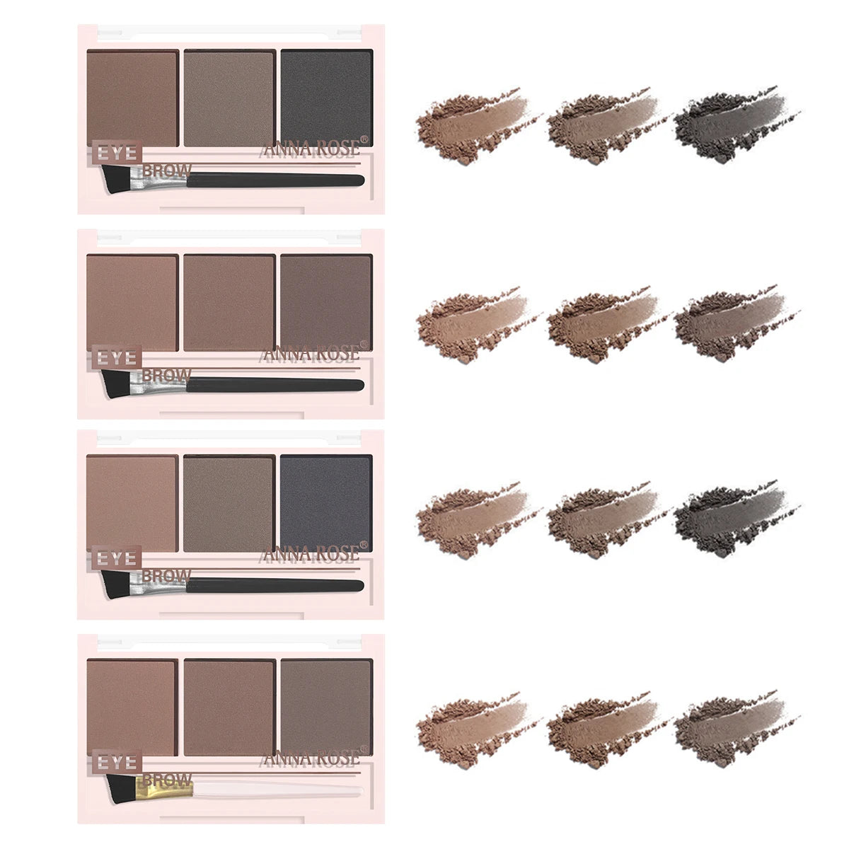 Three-color eyebrow powder shadow three-dimensional eyebrow shape