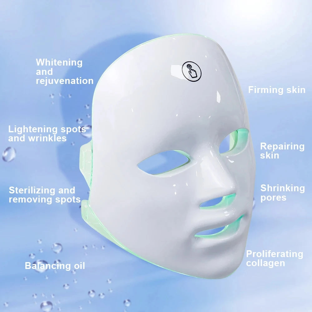 7 Colors LED Facial Mask Photon Therapy Face Skin Care Mask Anti Acne