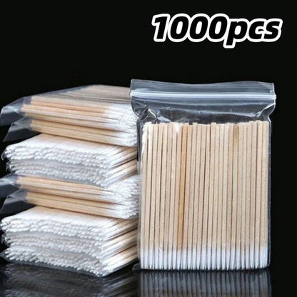 100/300/500 Nails Wooden Tip Cotton Stick Buds Disposable Ultra-Detail