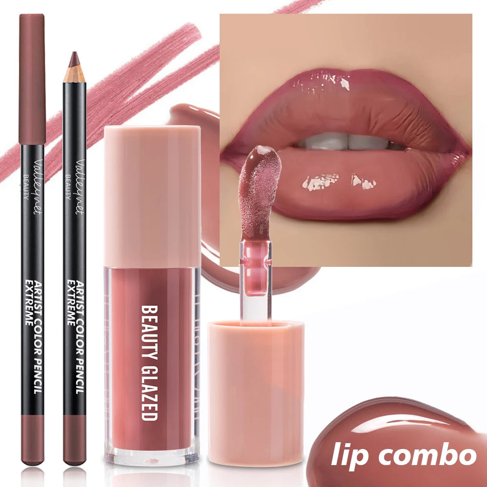 2pcs/Set Velvet Texture Lip Makeup,Matte Effect, Red, Brown Colors,