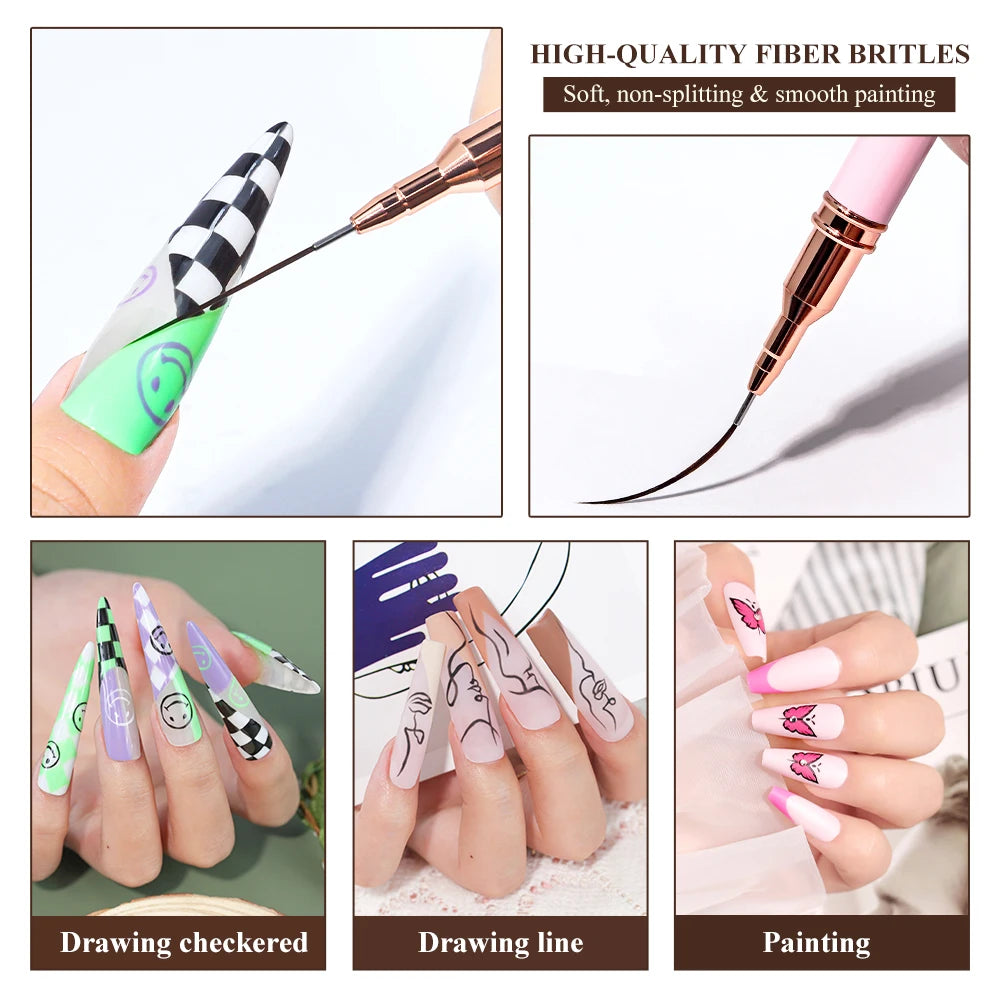 LIMEGIRL 5Pcs Professional Nail Art Liner Brush Line Stripes DIY