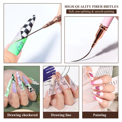 LIMEGIRL 5Pcs Professional Nail Art Liner Brush Line Stripes DIY